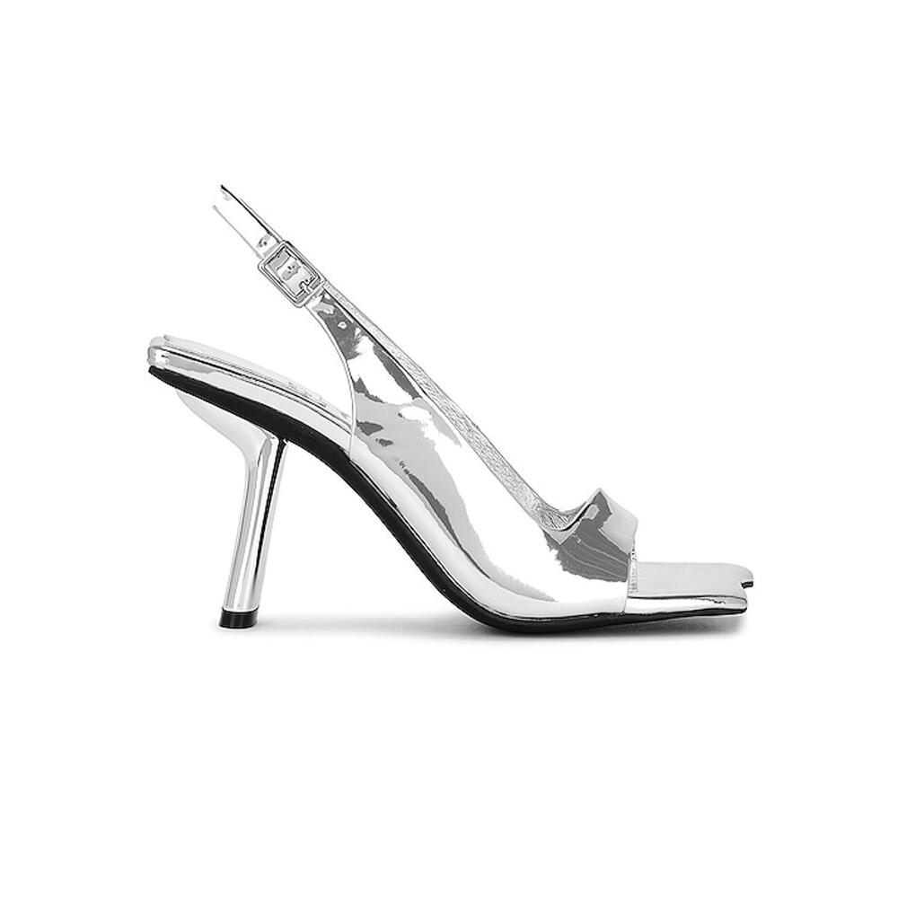 Jeffrey Campbell Sleek Silver Patent Surrealist Slingback Sandals Size 7